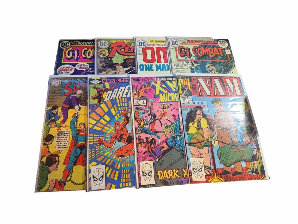 Vintage Comic Book Lot Marvel DC Superman Daredevil X-Men The Nam GI Combat